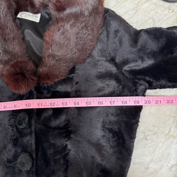 A Winter Product Vintage 1950’s faux lamb fabric with real rabbit fur collar M - Picture 5 of 6
